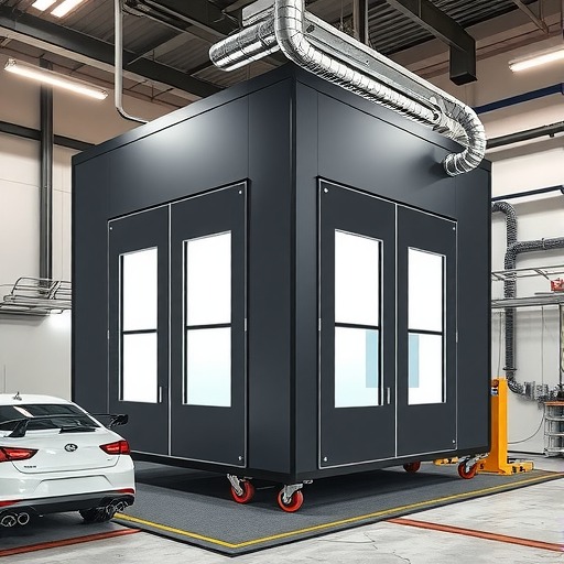 环保汽车烤漆房设备移动伸缩房活性炭过滤系统(图1)